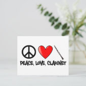 Vrede, liefde en Clarinet Briefkaart (Staand voorkant)