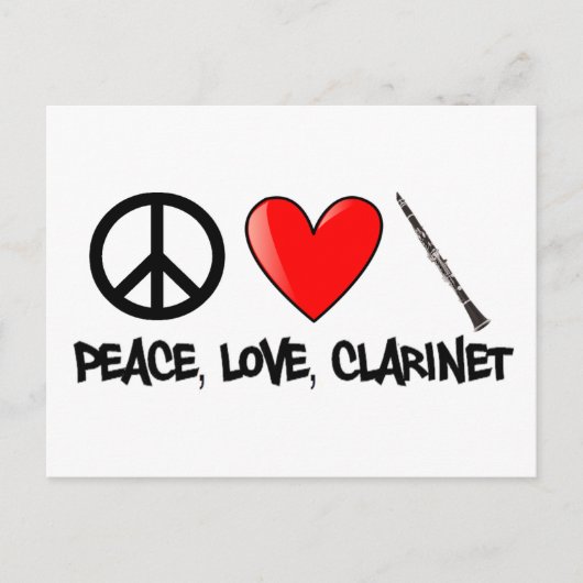 Vrede, liefde en Clarinet Briefkaart (Voorkant)