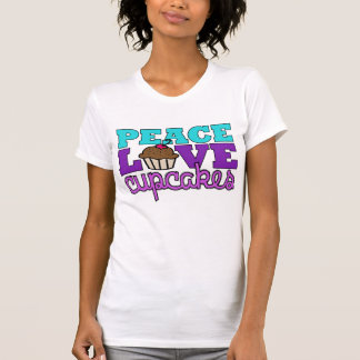 Vrede, liefde en cupcakes! Paars T-shirt