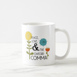 Vrede, Liefde en de Oxford Comma Retro Floral Mok