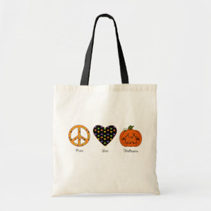 Vrede, Liefde en de Zak van Halloween Tote Bag