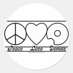 Vrede Liefde en Donuts Ronde Sticker