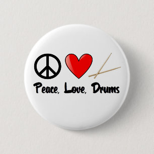 Vrede, liefde en Drums Ronde Button 5,7 Cm