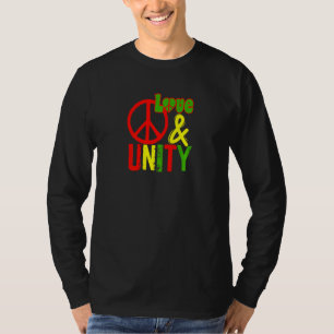 Vrede Liefde en Eenheid Jamaica Reggae Muziek Rast T-shirt