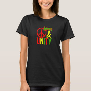 Vrede Liefde en Eenheid Jamaica Reggae Muziek Rast T-shirt