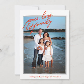 Vrede, liefde en familie met foto op achtergrond