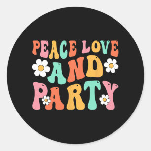 Vrede Liefde En Feest Bruid Bruidsmeisje Groovy Ba Ronde Sticker