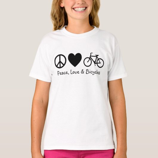 Vrede, liefde en fietsen t-shirt (Voorkant)