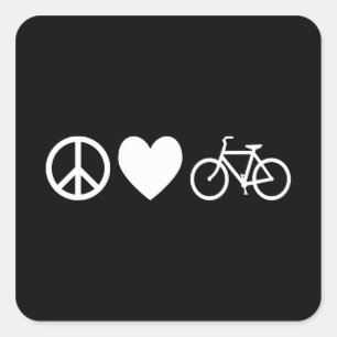Vrede Liefde en Fietsen Vierkante Sticker