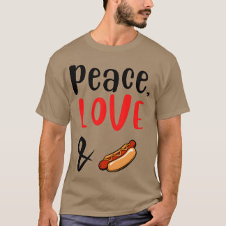 Vrede Liefde en Hotdogs vrienden T-shirt