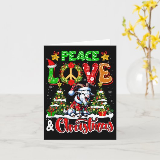 Vrede Liefde En Kerst Schattige Santa Goat Eigenaa Kaart (Gele Bloem)