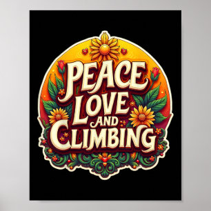 Vrede Liefde En Klimliefhebber Muurklimmer Retro V Poster