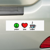 Vrede, liefde en koffie - Bumpersticker (Op auto)