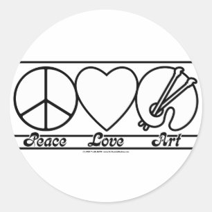 Vrede Liefde en Kunst Ronde Sticker