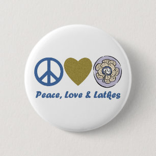 Vrede, liefde en Latkes Hanukkah T - shirts en Gif Ronde Button 5,7 Cm