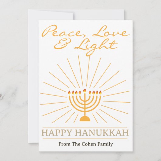Vrede, liefde en licht | Chanoeka familie foto Feestdagenkaart (Voorkant)