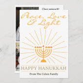 Vrede, liefde en licht | Chanoeka familie foto Feestdagenkaart (Voorkant / Achterkant)