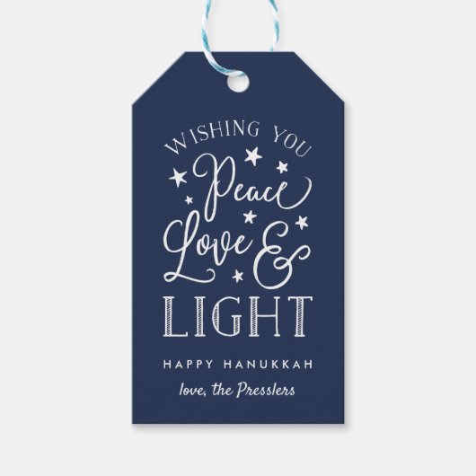 Vrede, liefde en licht | Hanukkah Cadeaulabel (Voorkant)
