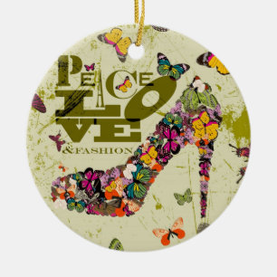 Vrede, liefde en Mode. xo PJ. Keramisch Ornament