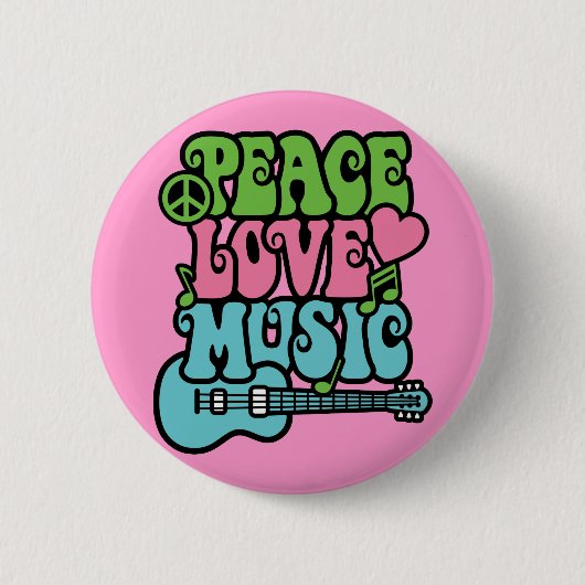 Vrede, liefde en muziek ronde button 5,7 cm (Voorkant)