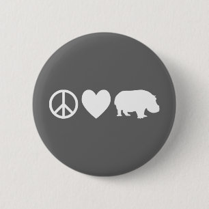 Vrede Liefde en Nijlpaarden Ronde Button 5,7 Cm