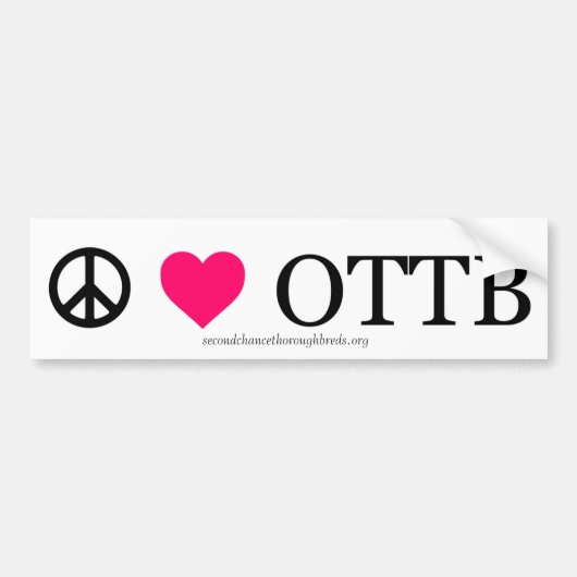 Vrede, liefde en OTTB's Bumpersticker (Voorkant)