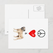 Vrede, liefde en pug briefkaart (Voorkant / Achterkant)