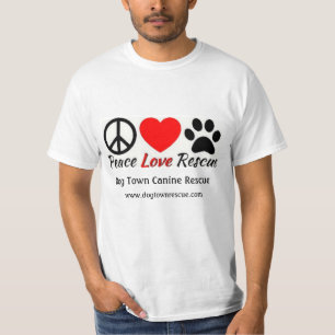 Vrede, liefde en redding t-shirt
