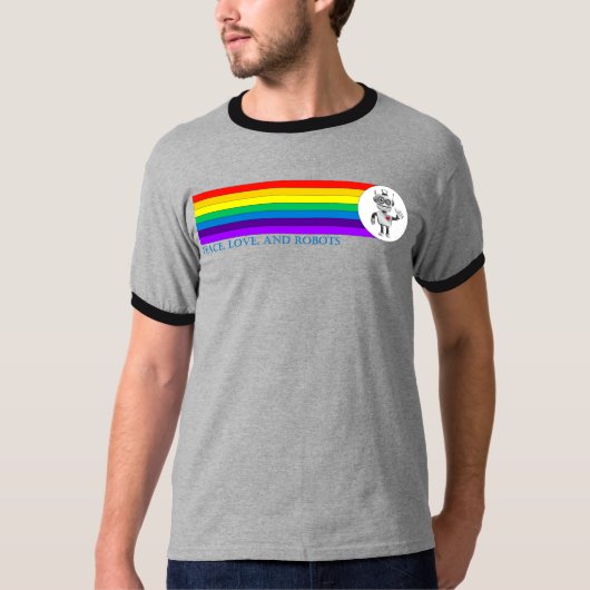 Vrede, liefde en robots t-shirt (Voorkant)