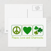 Vrede, liefde en sjamrocks briefkaart (Voorkant / Achterkant)