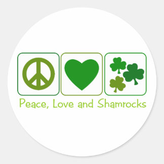Vrede, liefde en sjamrocks ronde sticker