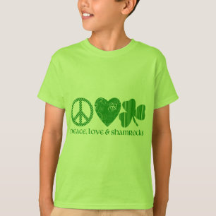 Vrede, liefde en sjamrocks t-shirt