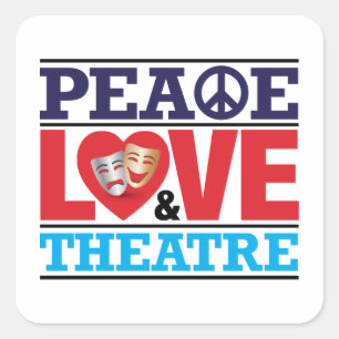 Vrede, liefde en theatersticker vierkante sticker