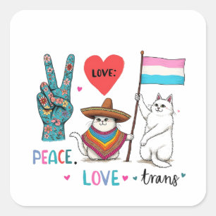 Vrede Liefde en Trans LGBTQ Transgender Vierkante Sticker