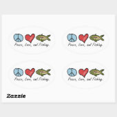 Vrede, liefde en Vist! Ovale Sticker (Vel)