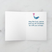 Vrede, liefde en vreugde met Kerstmis.  Angel. Feestdagen Kaart (Binnen)