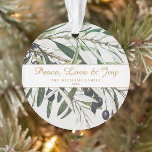 Vrede Liefde en vreugde Olijftak Ornament