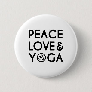 Vrede Liefde En Yoga Om Symbool Yogi Yoga Citaat Ronde Button 5,7 Cm