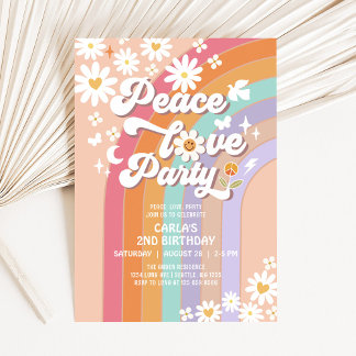 Vrede Liefde Feest Groovy Uitnodiging Hippie Verja