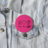 Vrede, Liefde, Feministische AF hete roze knop Ronde Button 7,6 Cm (In situ)