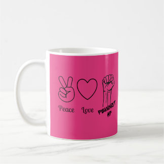 Vrede, Liefde, Feministische AF - hete roze mok