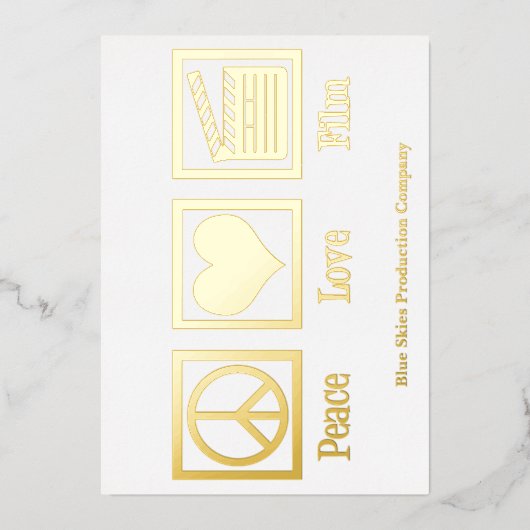 Vrede Liefde Filmproductie Bedrijfsdirecteur Goud Folie Feestdagenkaart (Voorkant)