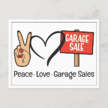 Vrede, Liefde, Garageverkoop Postkaart