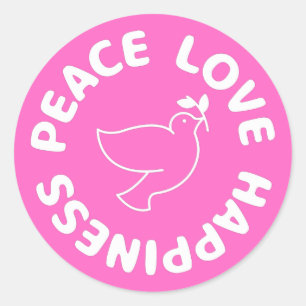 VREDE LIEFDE GELUK CLASSIC RONDE STICKER
