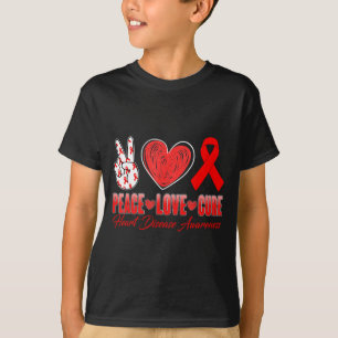 Vrede Liefde Genees Hartziekte Bewustzijnsdag Rode T-shirt