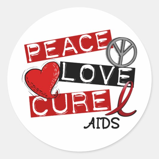 Vrede, liefde, genezing AIDS Ronde Sticker (Voorkant)