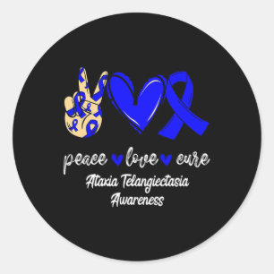 Vrede Liefde Genezing Ataxia Telangiectasia Blauwe Ronde Sticker