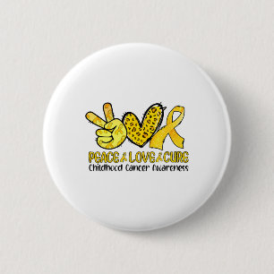 Vrede Liefde Genezing Gouden Lint Kinderkanker Bew Ronde Button 5,7 Cm