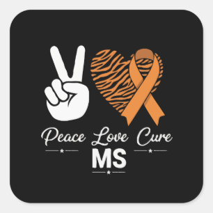 Vrede Liefde Genezing MS Bewustzijn Oranje Lint Vierkante Sticker