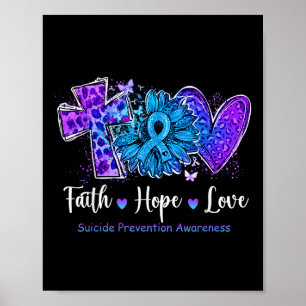 Vrede Liefde Genezing Turquoise & Paarse Zonnebloe Poster